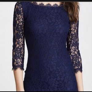 DVF Zarita Lace dress, navy. Size 10